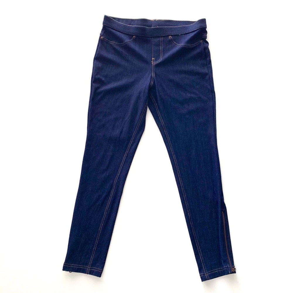 HUE Cropped Leg Zipper Stretch Jeggings Small
